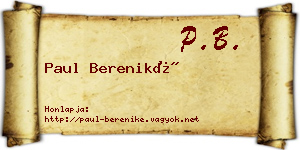 Paul Bereniké névjegykártya